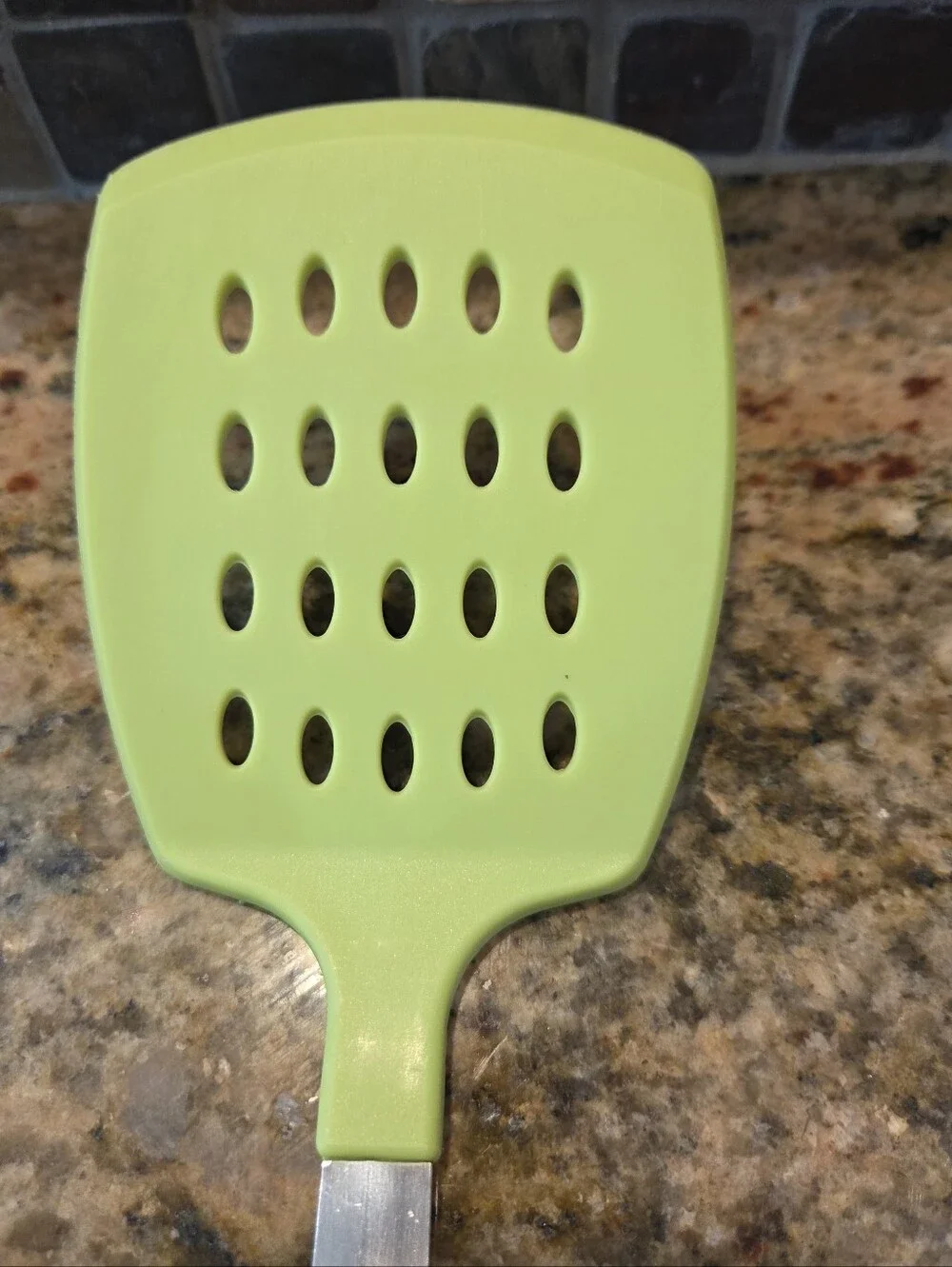 Oneida Silicone Slotted Spatula With Stainless Steel Handle Green Colorful 13